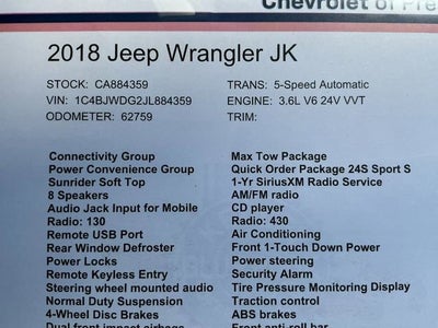 2018 Jeep Wrangler JK Unlimited Sport S 4x4
